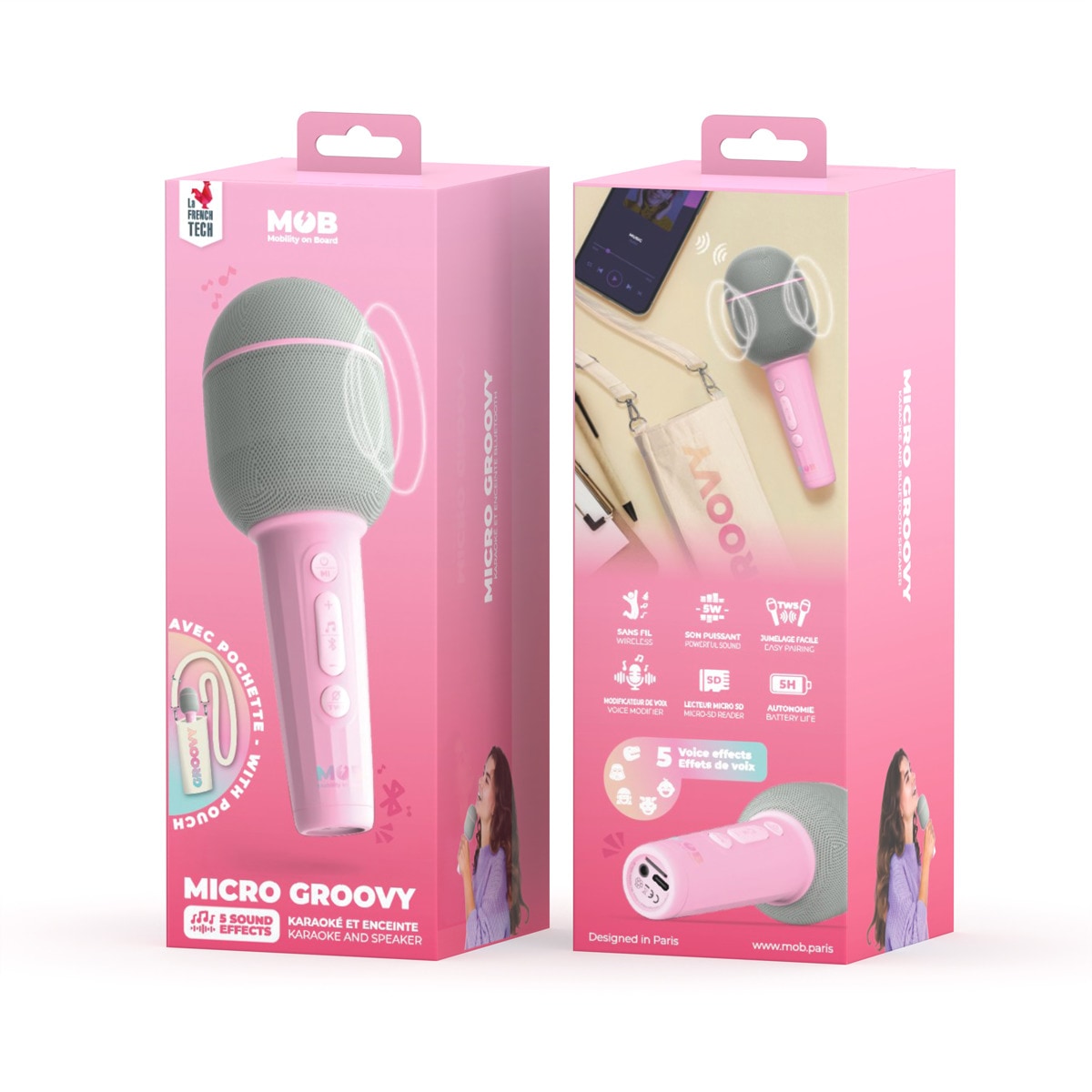 Microfone Mob Sem Fios - Rosa 5