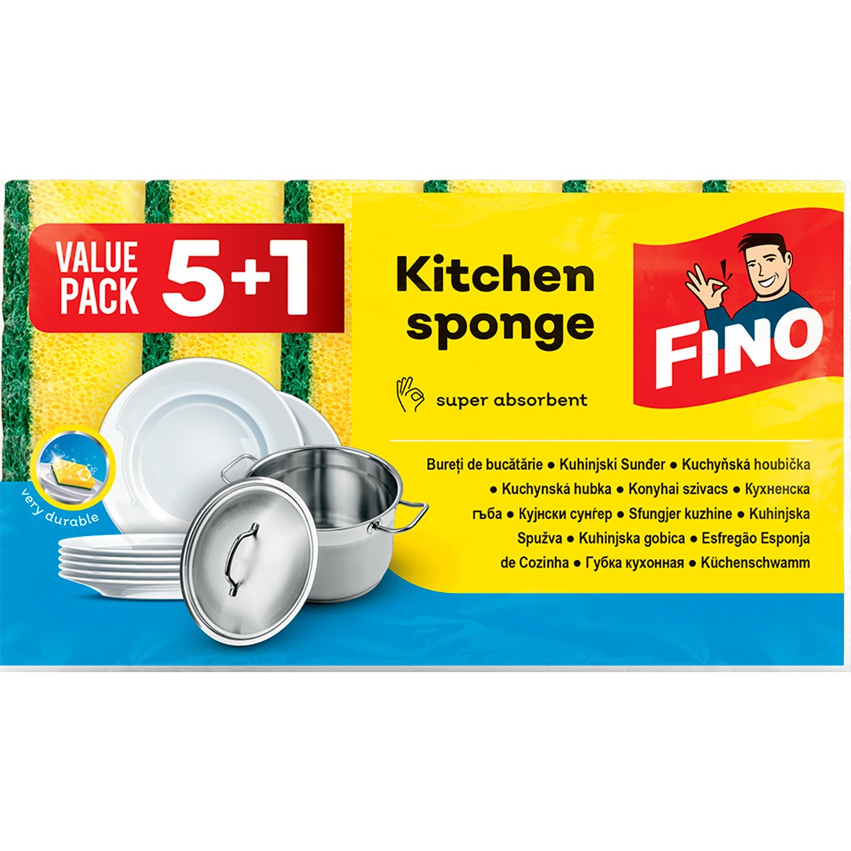 Esfregão Esponja  5 + 1 embalagem 5 unidades