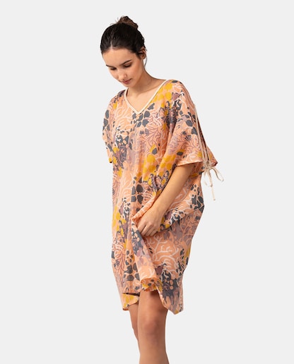 Imagen 0 de Caftán de mujer de algodón con print marino en rosa