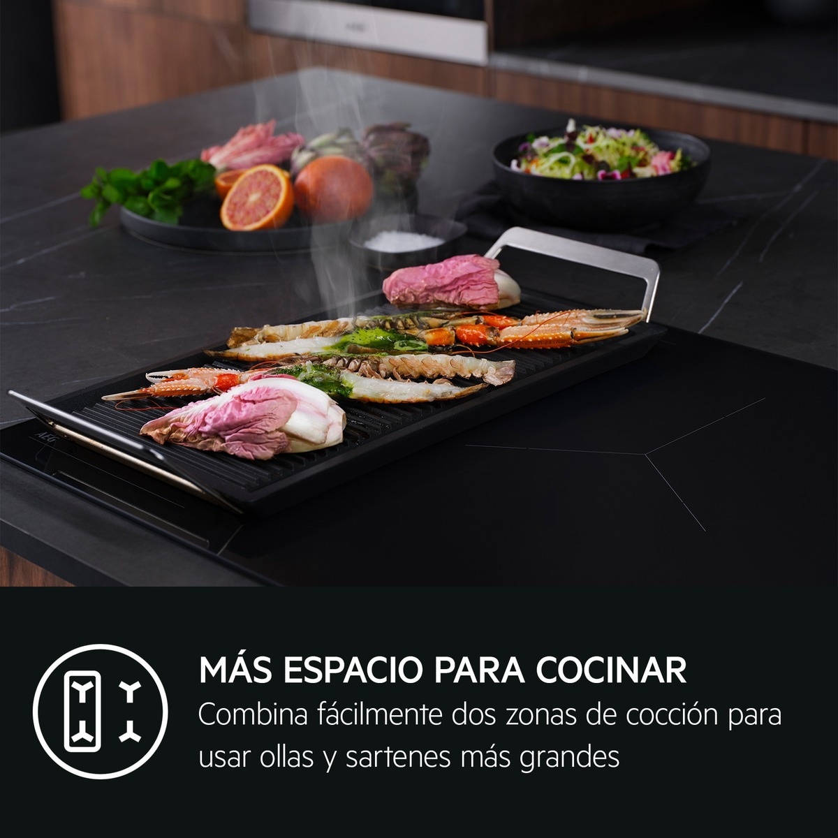 Placa de inducción AEG función puente, 3 zonas de cocción, Saphirmatt - TI63IQ30FZ Negro mate-13