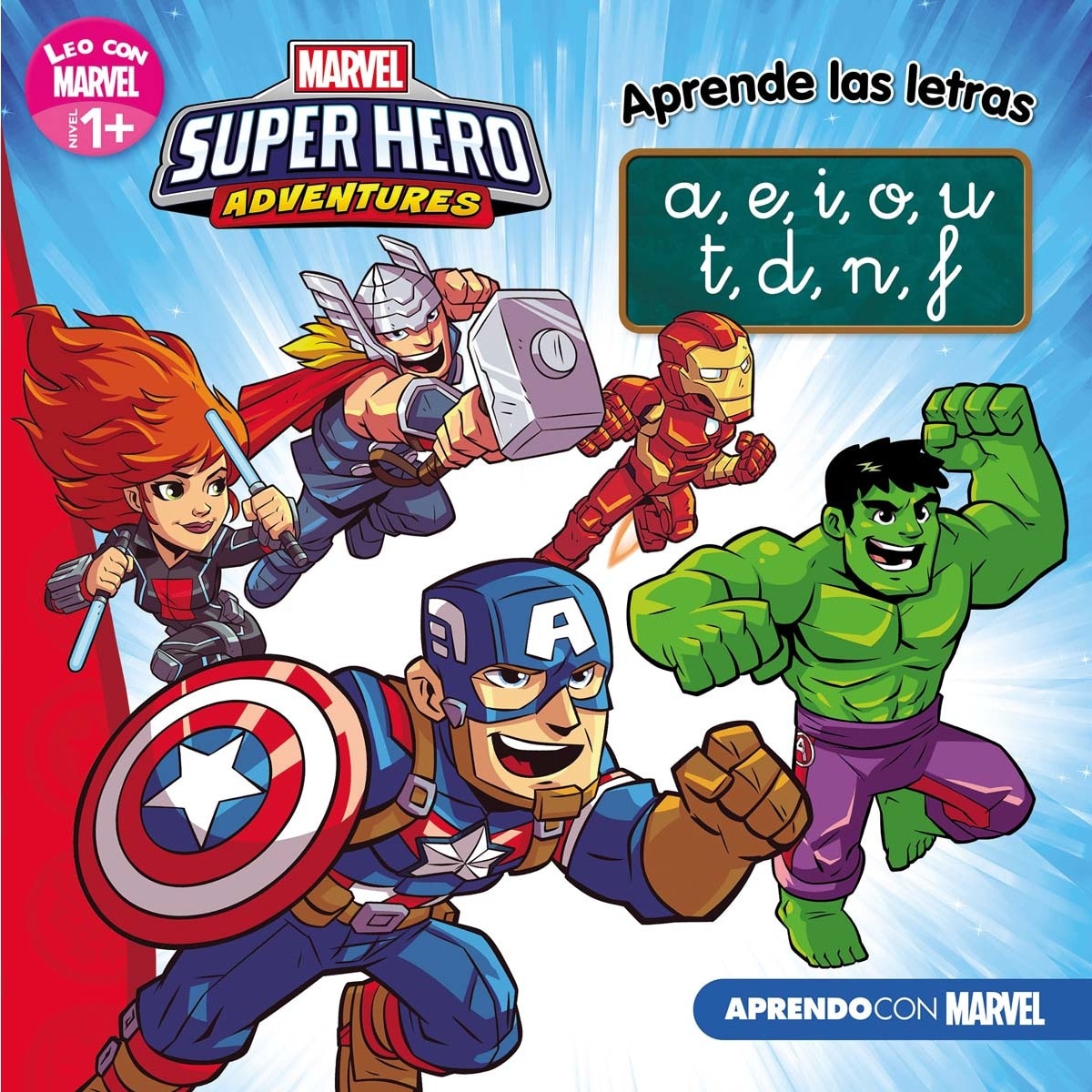 Los Vengadores. Aprende las letras. (Leo con Marvel - Nivel 1 Plus): a,e,i,o,u / t,d,n,f (Tapa blanda) 1