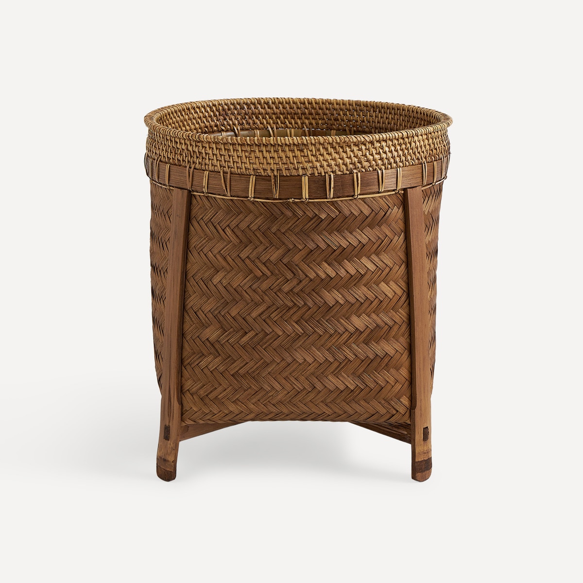 Cesta de bambu com pés Laos Chocolate-1