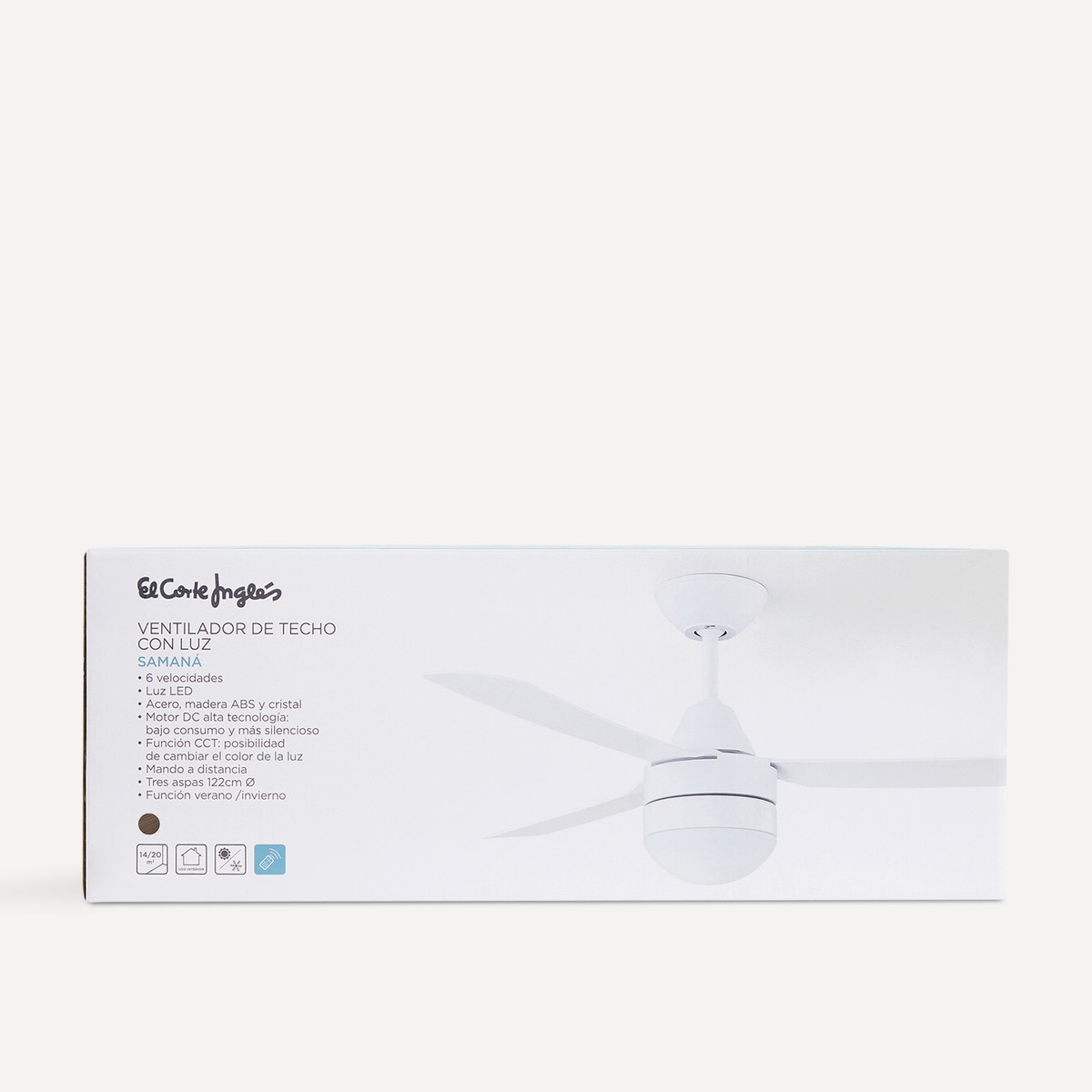 Ventilador de techo con luz LED y Motor Samaná madera El Corte Inglés Madera-6