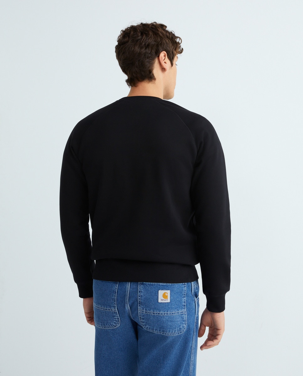 Sweatshirt Regular Fit com Decote Redondo Preto-3