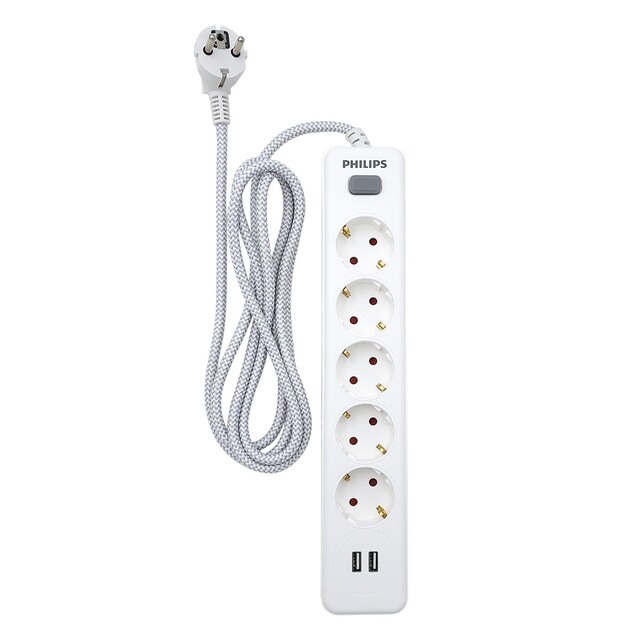 Imagen 0 de Regleta Philips SPN3052WA, 5 enchufes y 2 USB