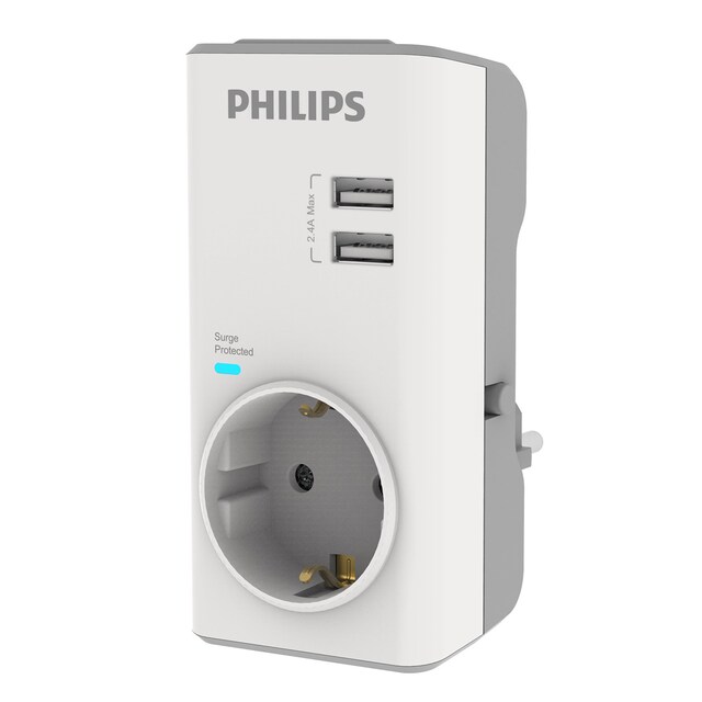 Imagen 0 de Adaptador de sobrevoltaje Philips CHP4010W/10 con 2 USB
