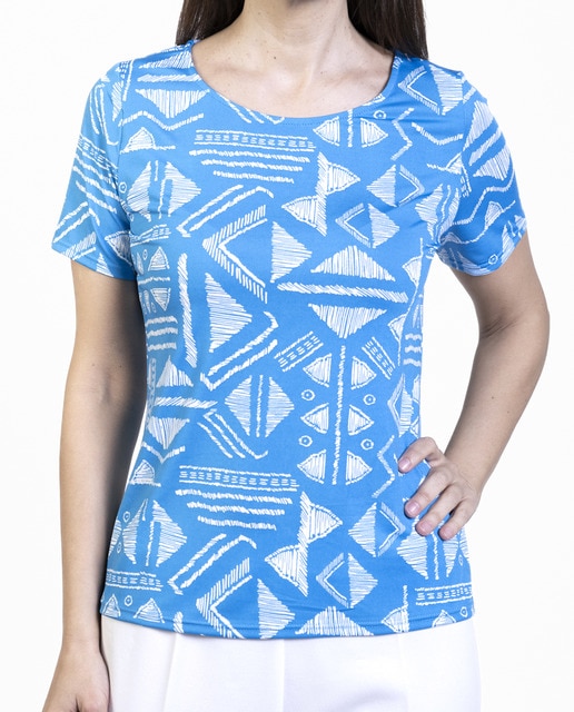 Imagen 0 de Camiseta caja manga corta estampado triángulos