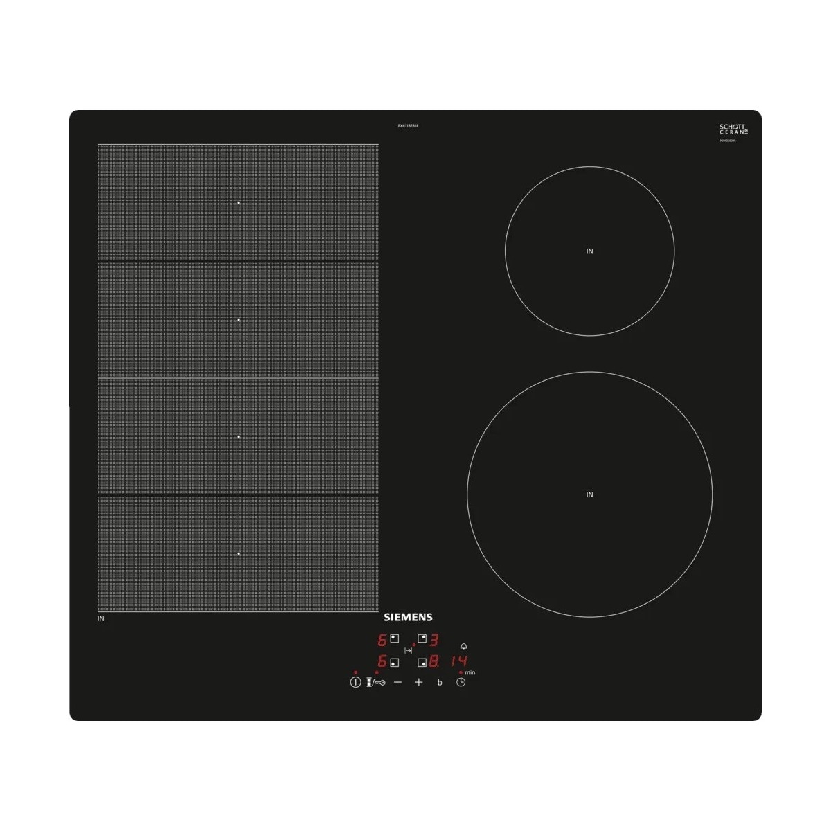 Placa de Indução Siemens iQ700 EX611BEB1E de 4 Zonas e de 60 cm - Preto Preto-1