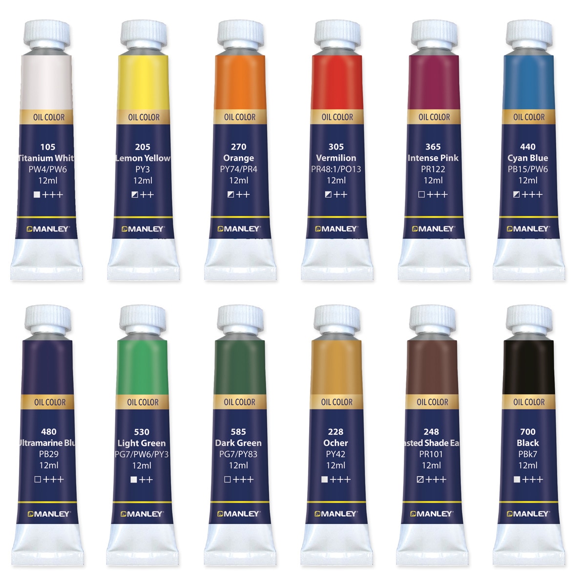 Estuche 12 pinturas al óleo Manley 2