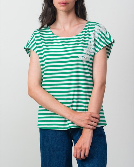 Imagen 0 de Camiseta rayas perlas