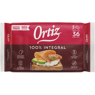 pan tostado 100% integral 36 rebanadas paquete 320 g - Ortiz