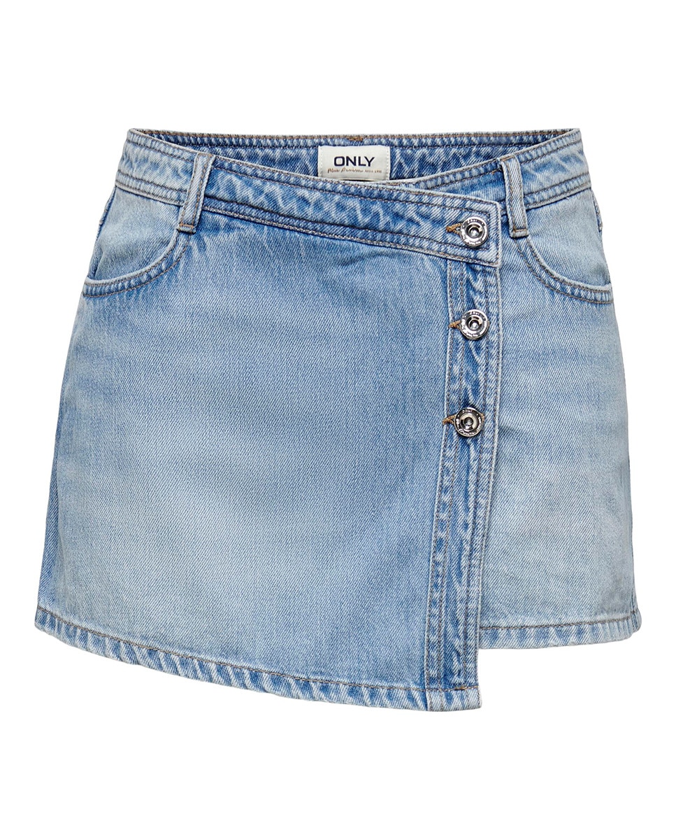 Saia-Calça Curta de Ganga Azul-claro-5