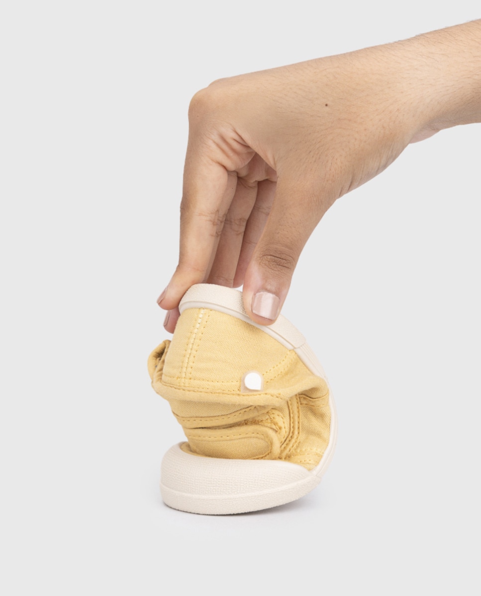 Sapatilhas de Lona de Bebé com Fecho Aderente Duplo Amarelo-6