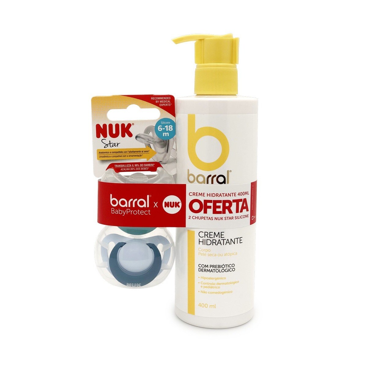 Baby Creme Hidratante + oferta 2 chupetas nuk - 400 ml 1
