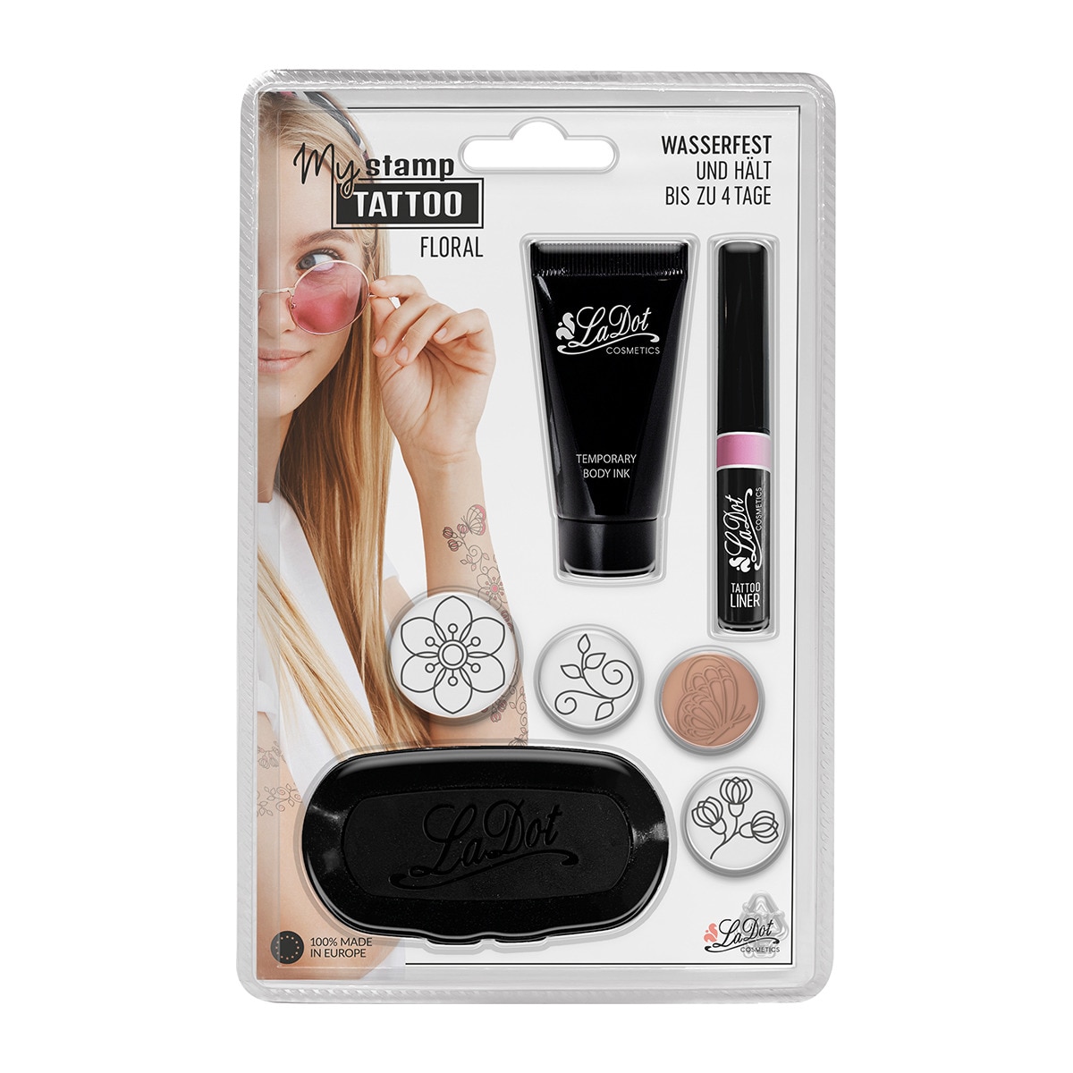 Set My Stamp Tattoo floral LaDot rosa Rosa-1