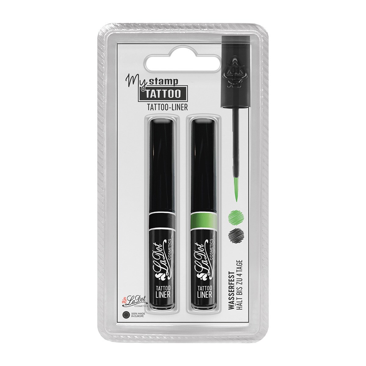 My Stamp Tattoo pack 2 liners LaDot negro y verde Verde-1