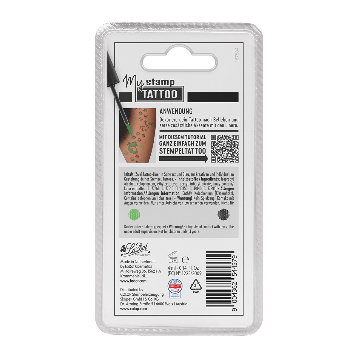My Stamp Tattoo pack 2 liners LaDot negro y verde Verde-2