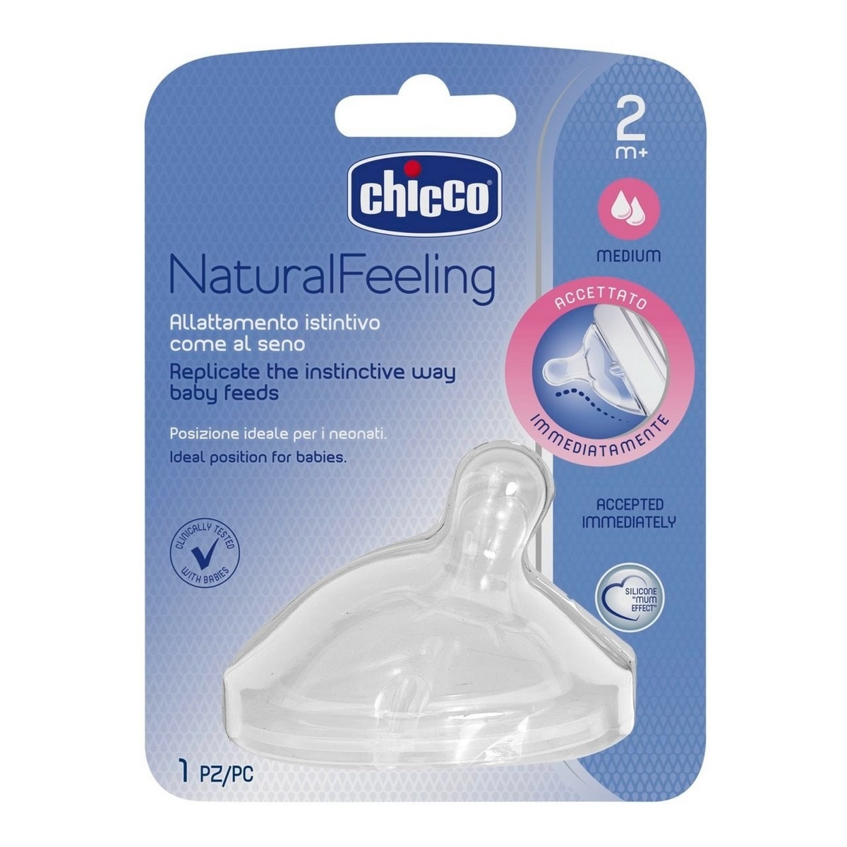 Tetina Natural Feeling 2m+ Fluxo Normal Chicco 1