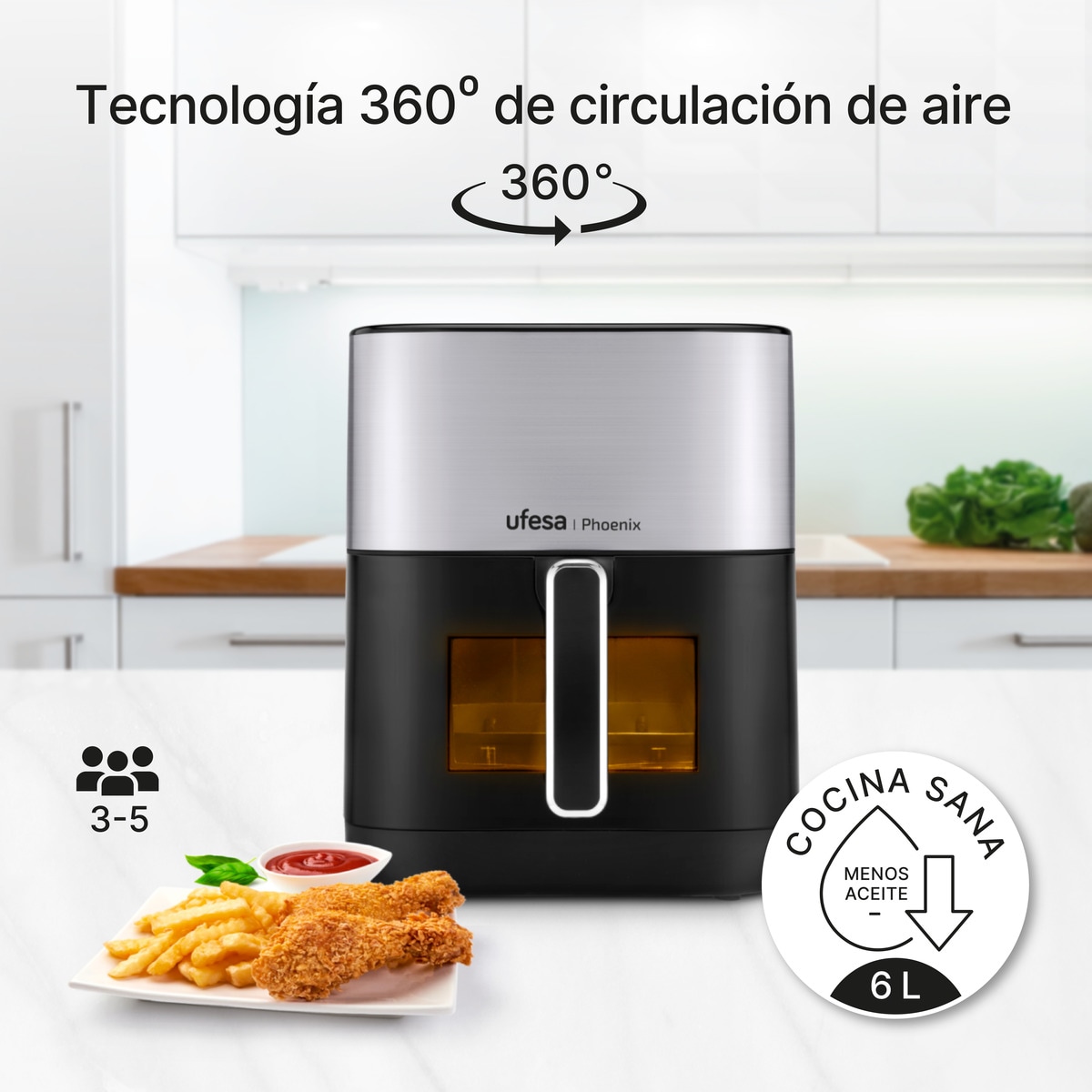 Freidora de aire Ufesa Phoenix con función vapor 6