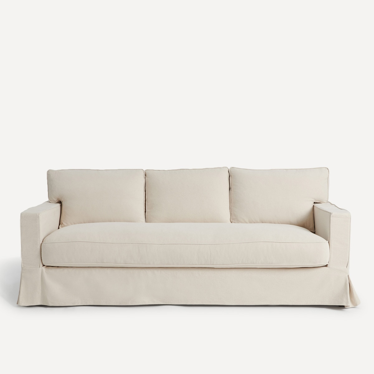 Sofá de 3 plazas desenfundable de algodón y lino con brazo recto Bolonia El Corte Inglés Natural-1