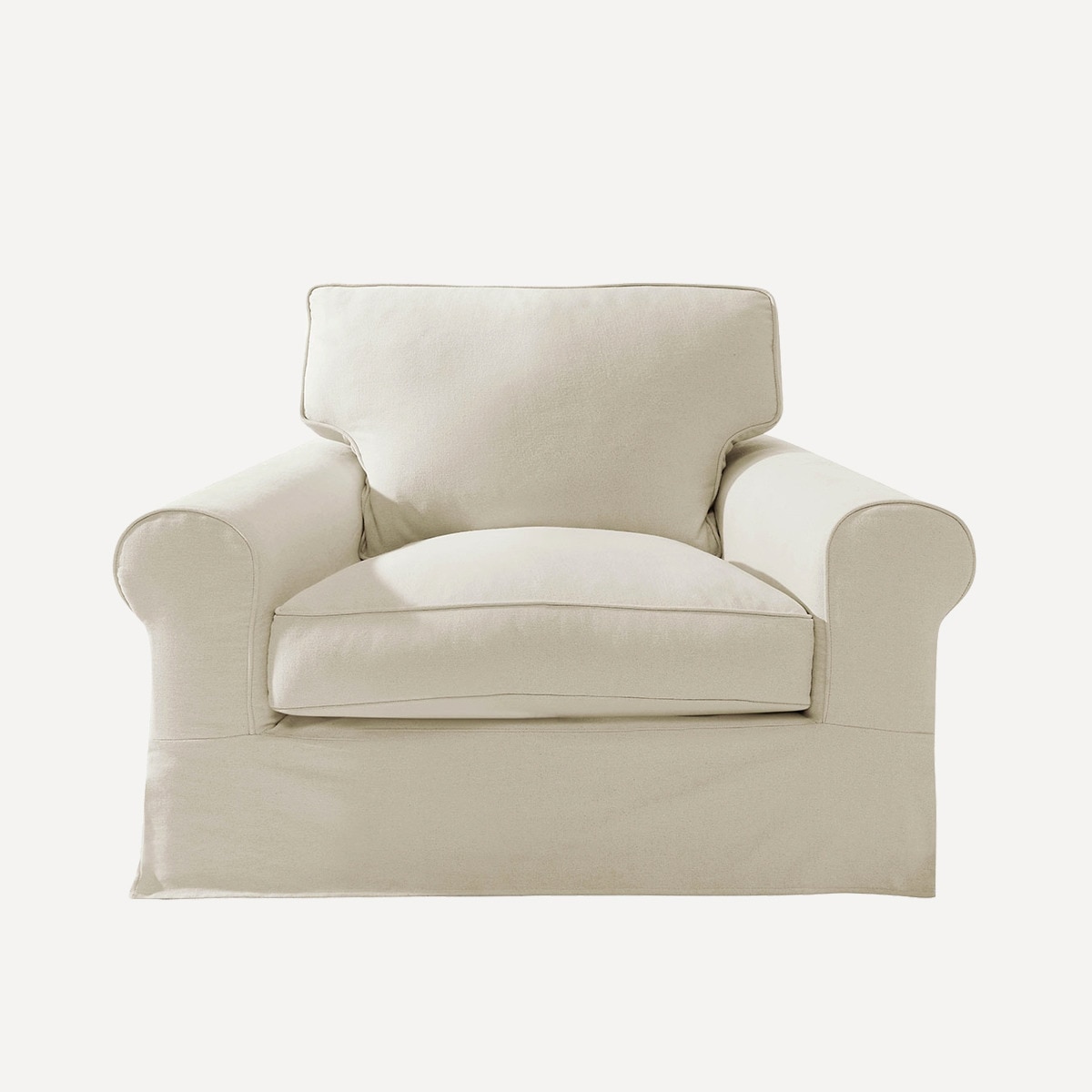 Sillón de 1,5 plazas desenfundable de algodón y lino con brazo redondo Bolonia El Corte Inglés Natural-1