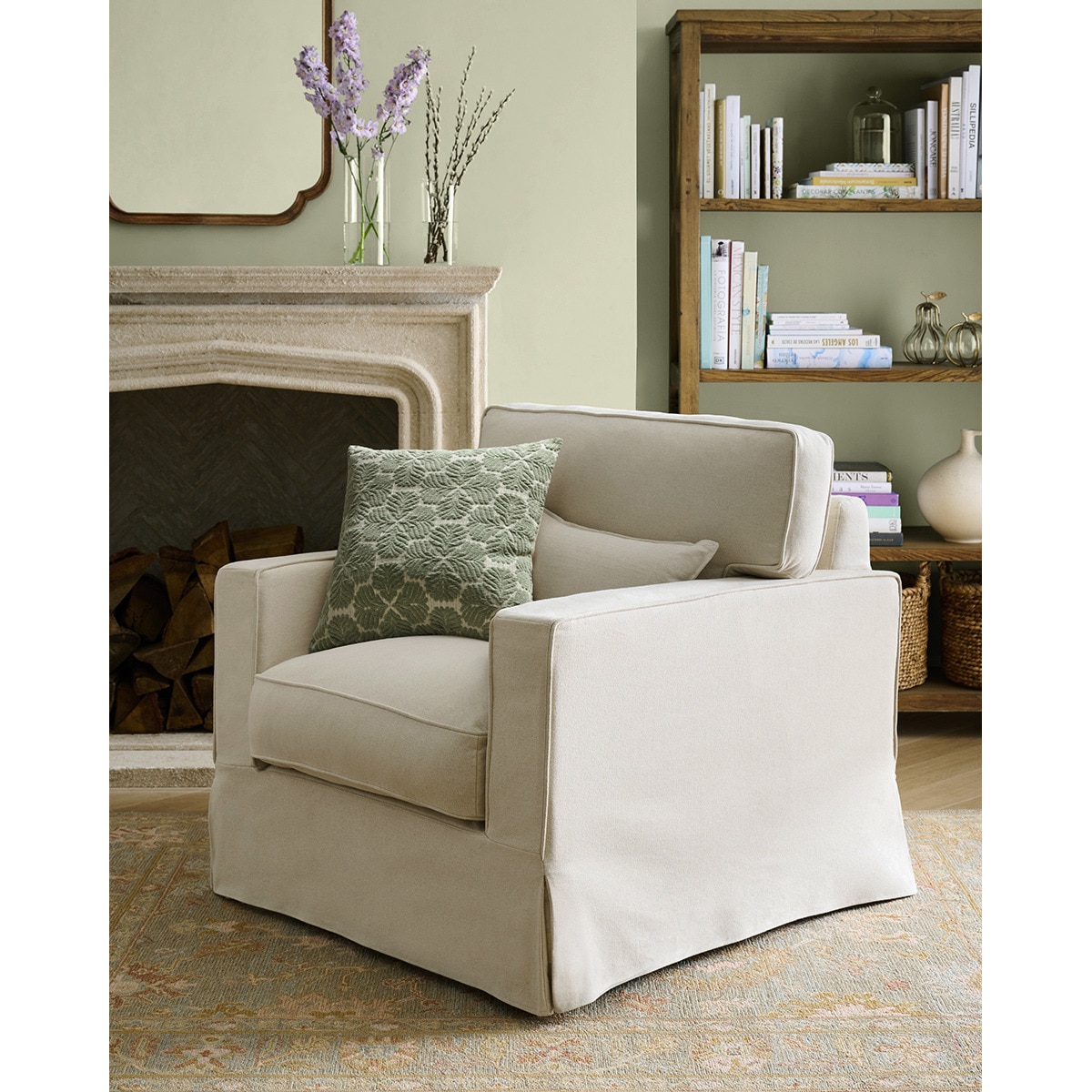 Sillón desenfundable de algodón y lino con brazo recto Bolonia El Corte Inglés Natural-2