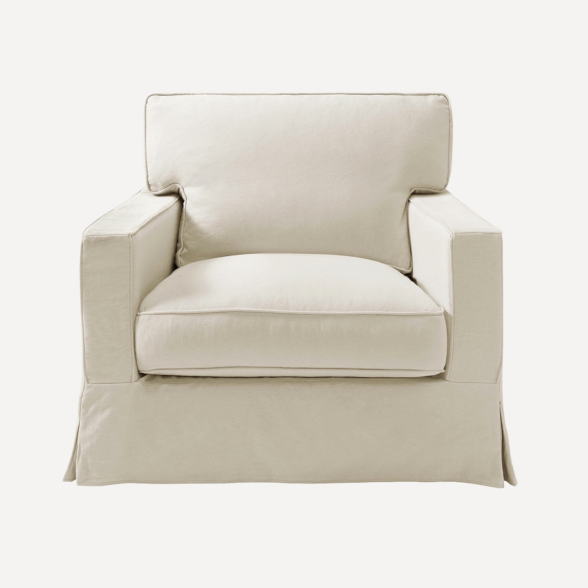 Sillón desenfundable de algodón y lino con brazo recto Bolonia El Corte Inglés Natural-1