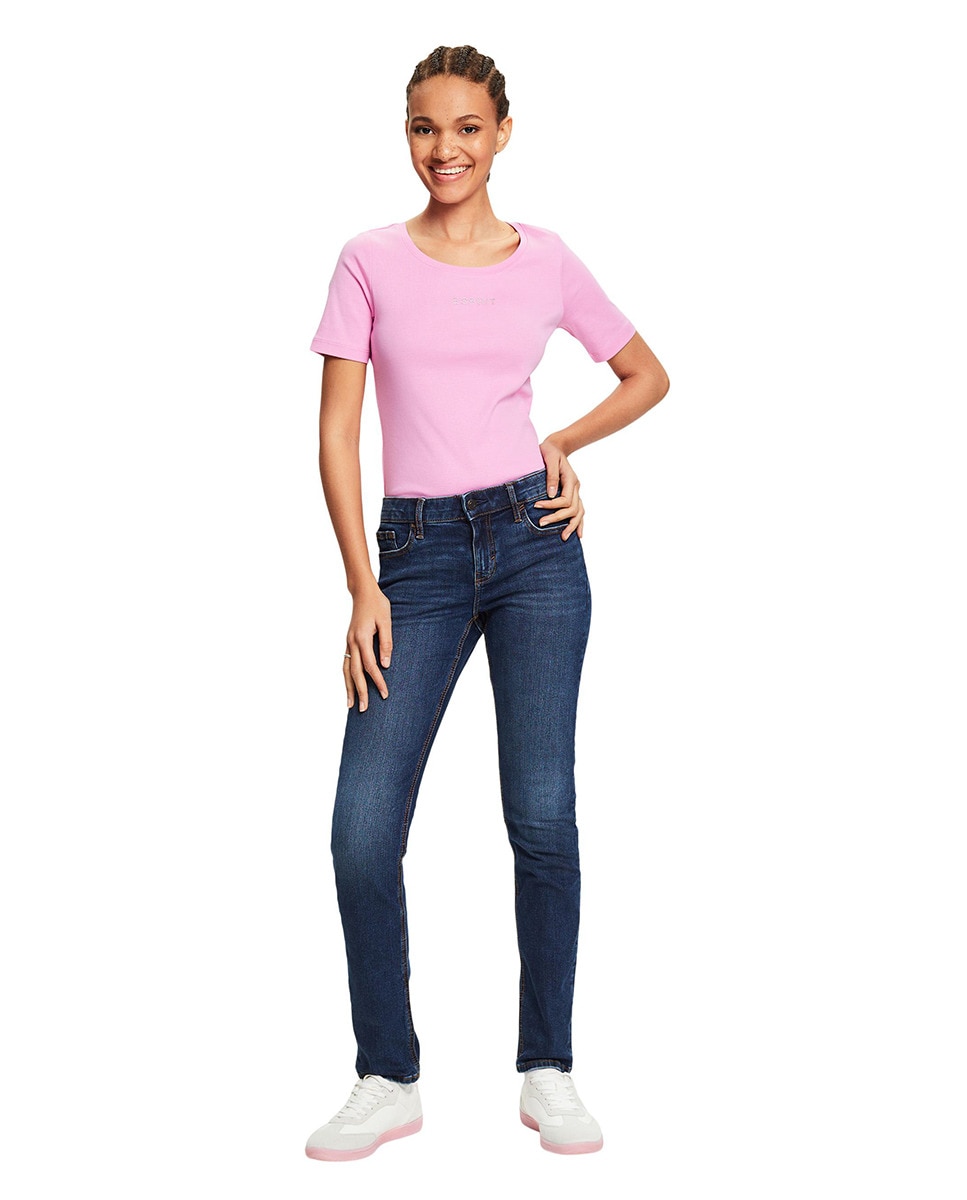 Jeans Básicas Slim Fit com 5 Bolsos Azul-6