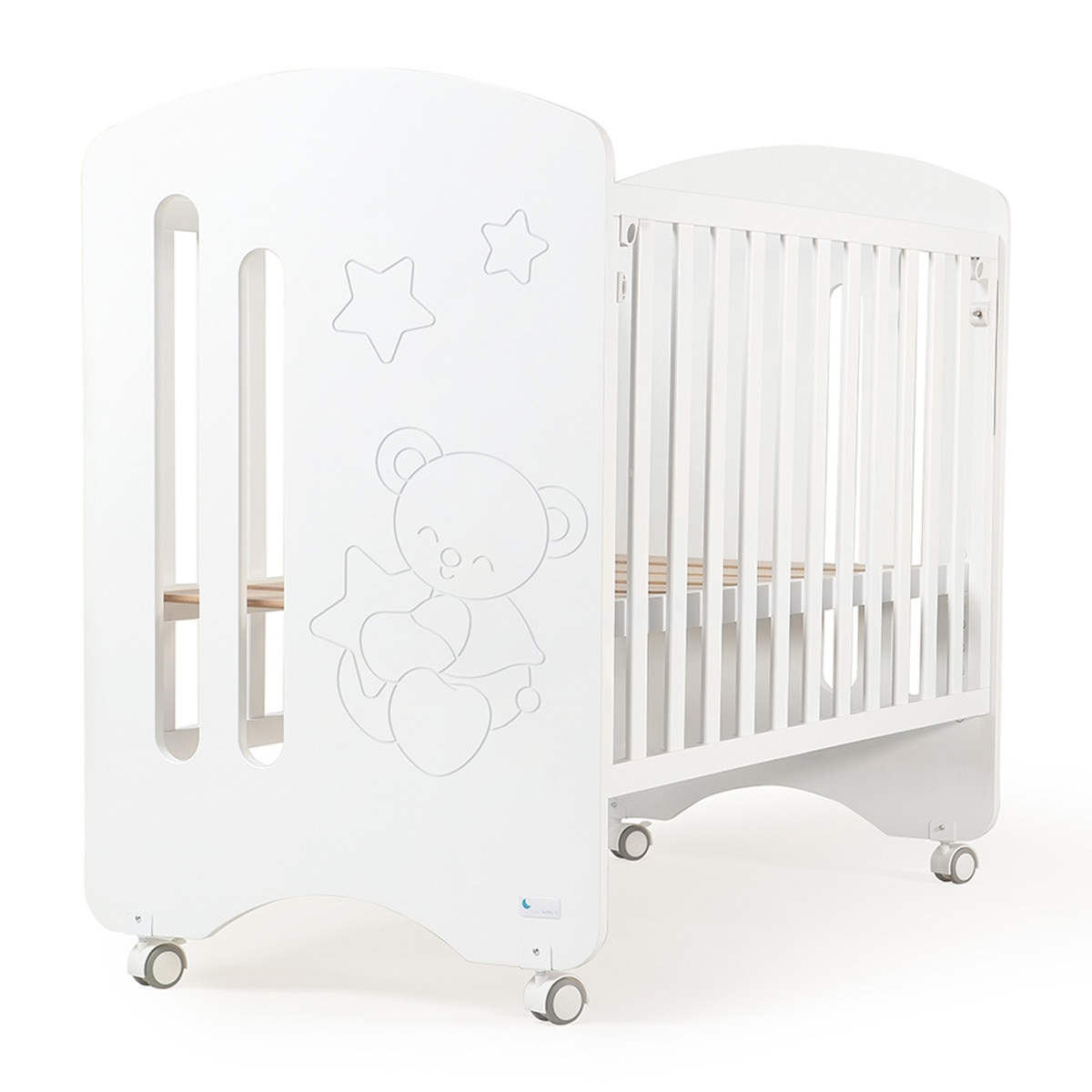 Cuna Interbaby Lovely Premium con lateral abatible Colecho Osito blanco Blanco-1