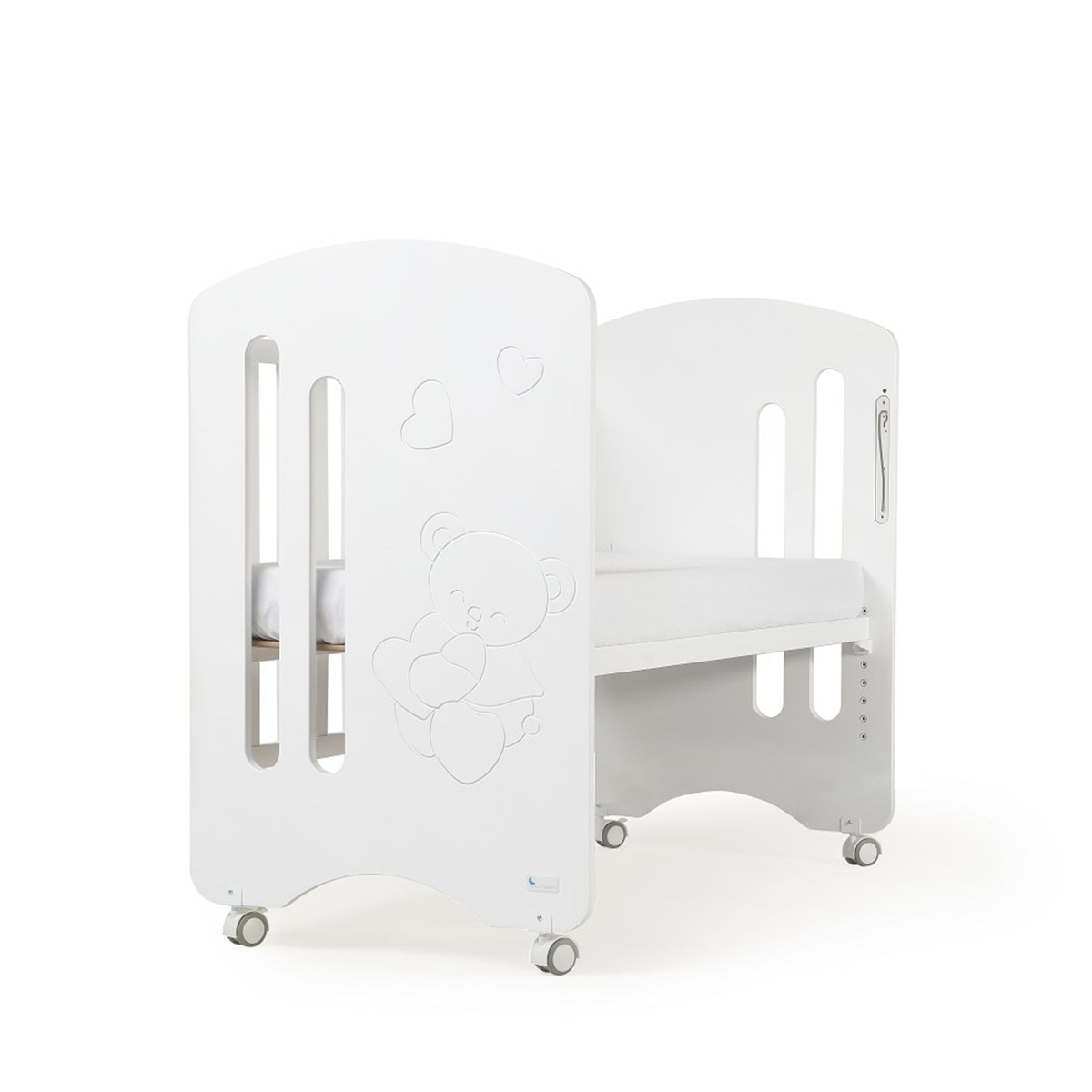 Cuna Interbaby Lovely Premium con lateral abatible Colecho Osito blanco Blanco-3