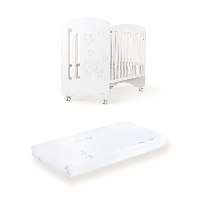 Imagen 0 de Cuna Interbaby Lovely Premium con lateral abatible Colecho + Colchón blanco