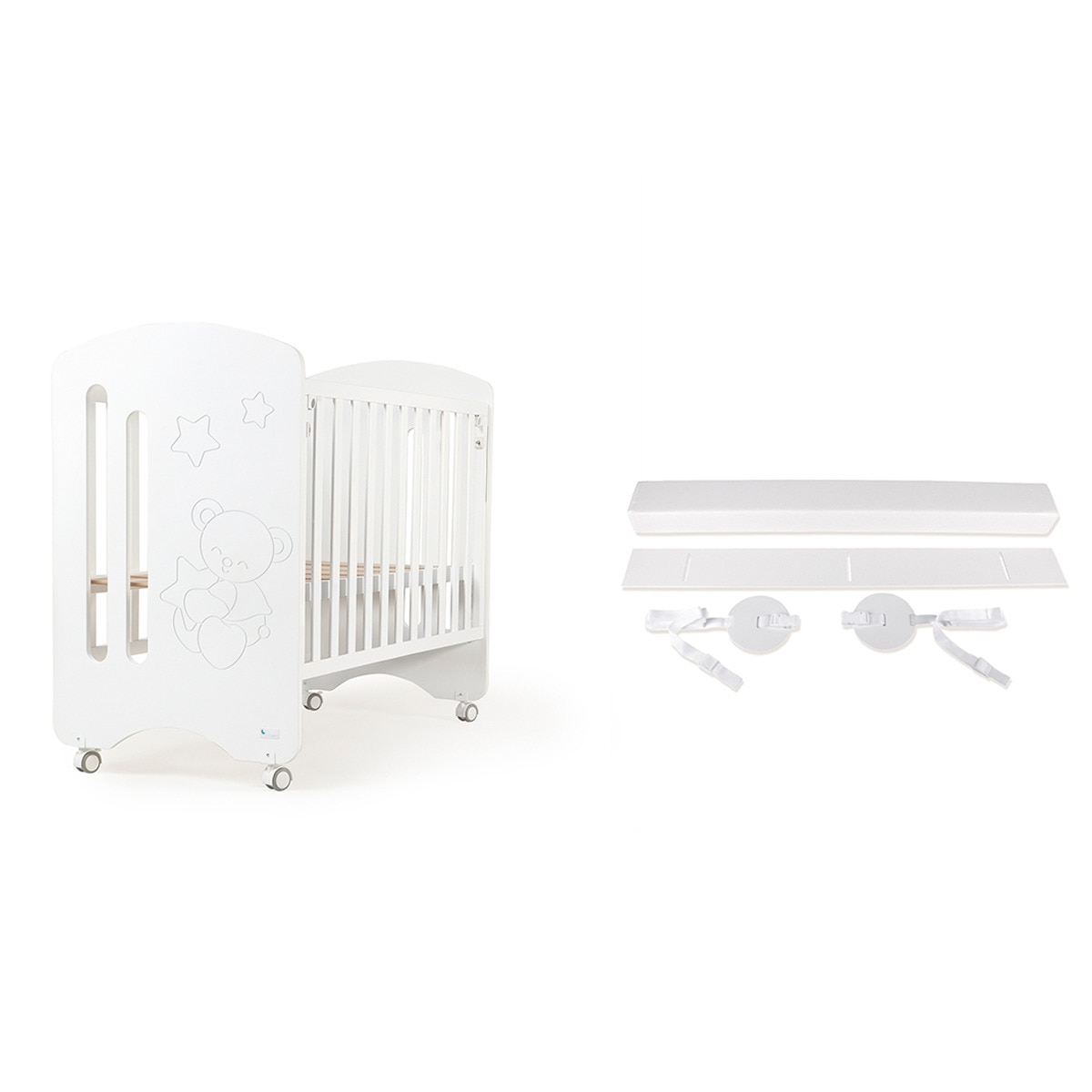 Cuna Interbaby Lovely Premium con lateral abatible Colecho + Kit de Colecho blanco Blanco-1