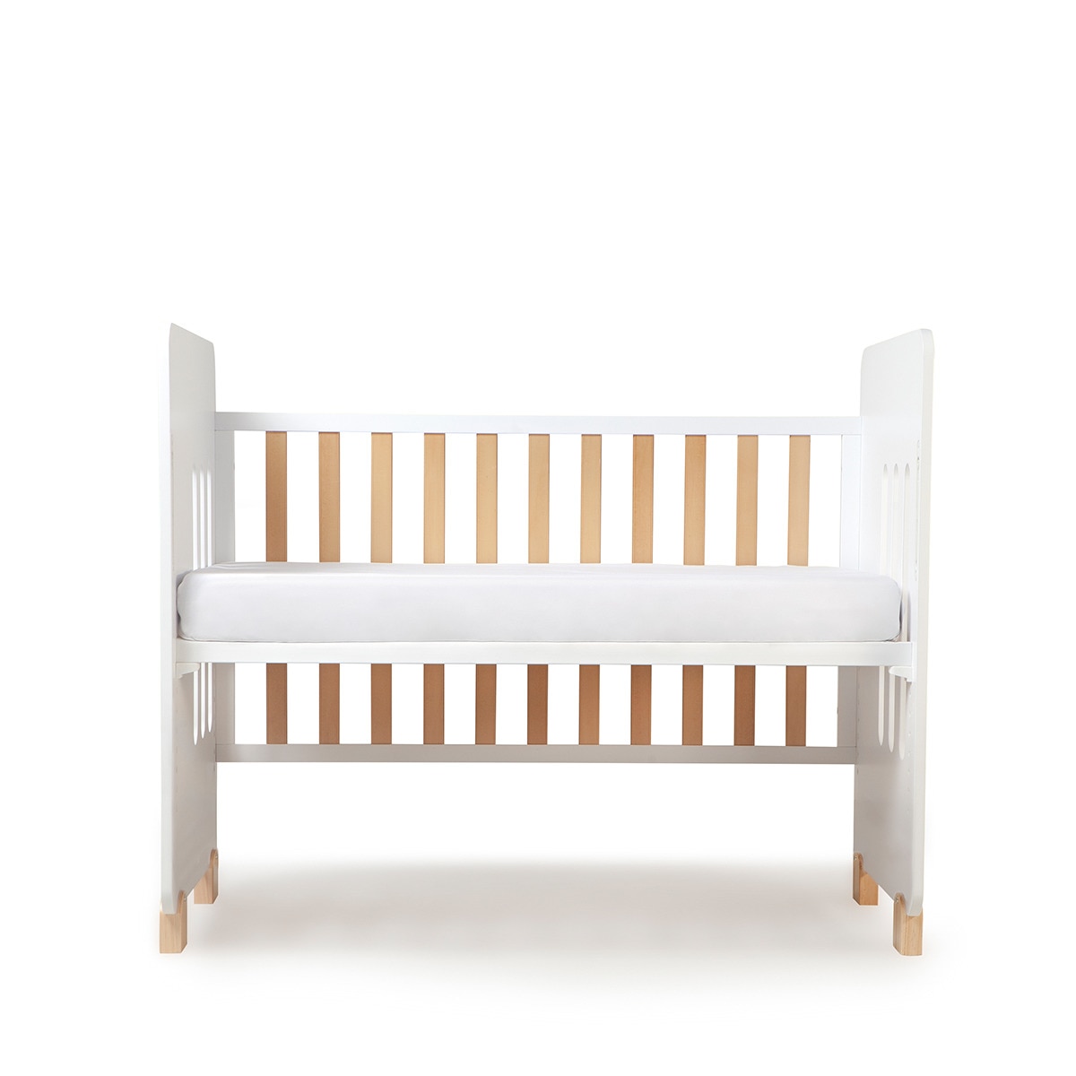 Cuna Interbaby Star Nature con lateral abatible Colecho + Colchón blanco Blanco-3