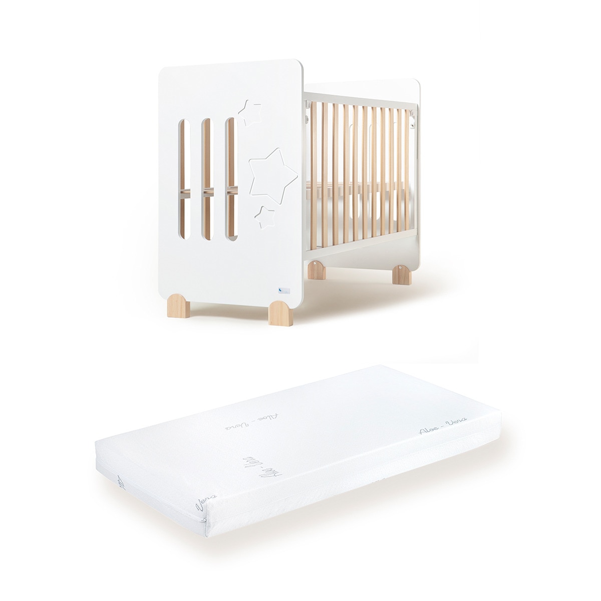 Imagen 0 de Cuna Interbaby Star Nature con lateral abatible Colecho + Colchón blanco