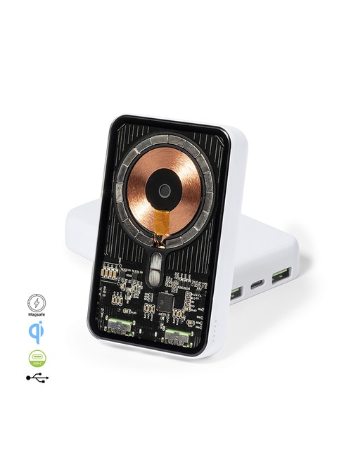 Imagen 0 de Powerbank  inalámbrico Bramson de 15W Magsafe magnético 5.000 mAh. Salida USB-C+USB