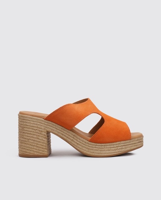 Imagen 0 de Sandalias cuña tacón naranja