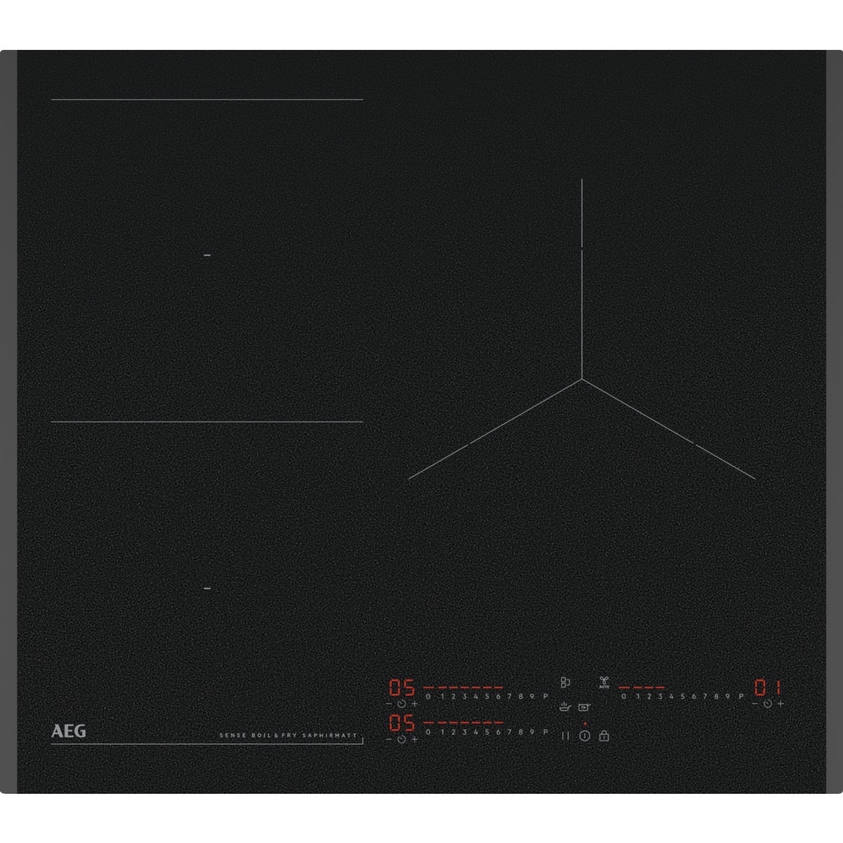 Placa de inducción AEG función puente, 3 zonas de cocción, Saphirmatt - TI63IQ30FZ Negro mate-1