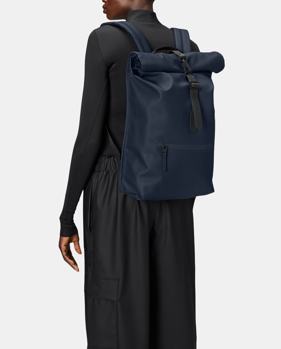 Mochila Grande Rolltop Rucksack Resistente à Água - Verde Militar Azul-marinho-7