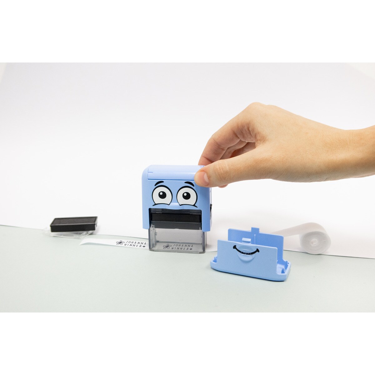 Marcador de Livros e de Roupa Personalizável para Adultos e Crianças + Fita + Etiquetas Marky Azuis Preto / Azul-4