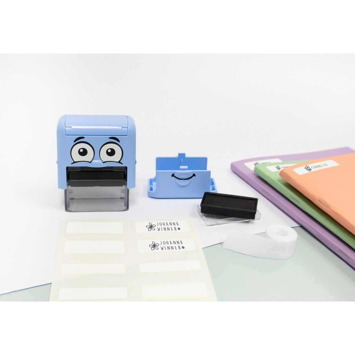 Marcador de ropa y libros personalizable para adultos y niños + cinta + etiquetas Marky azul Negro / Azul-3