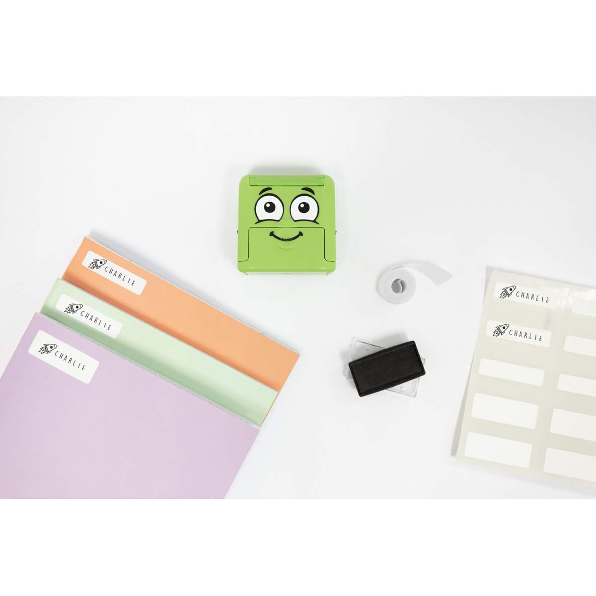 Recarga de tinta + fita + etiquetas Marky Preto / Verde-3