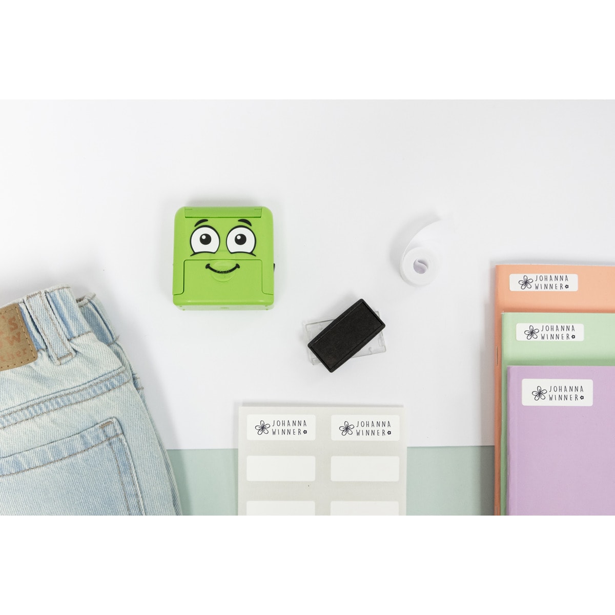 Recarga de tinta + fita + etiquetas Marky Preto / Verde-4