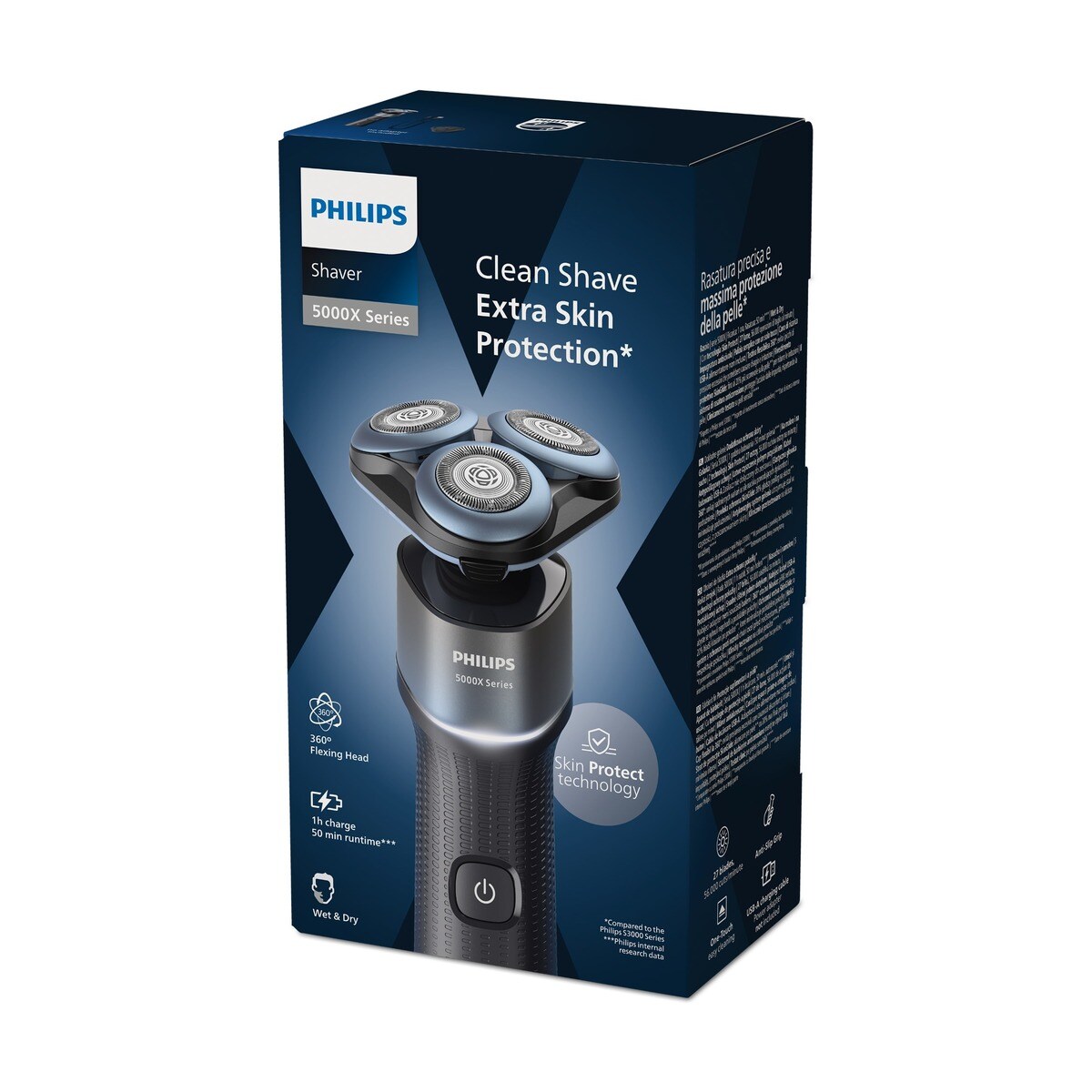 Afeitadora eléctrica Philips Serie 5000X, máquina de afeitar hombre en seco y mojado, 50 min autonomía, uso en seco y mojado 9