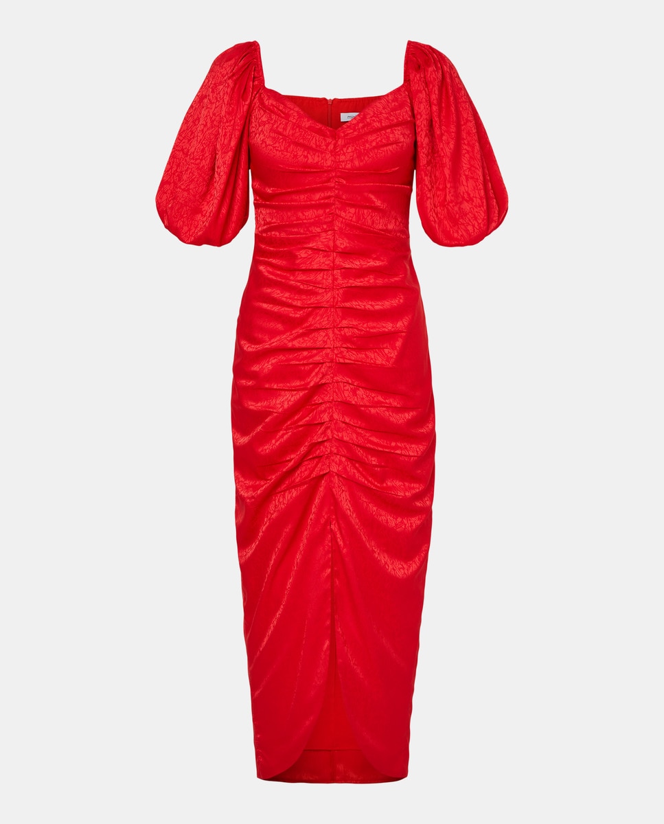 Vestido Midi Drapeado Vermelho-4