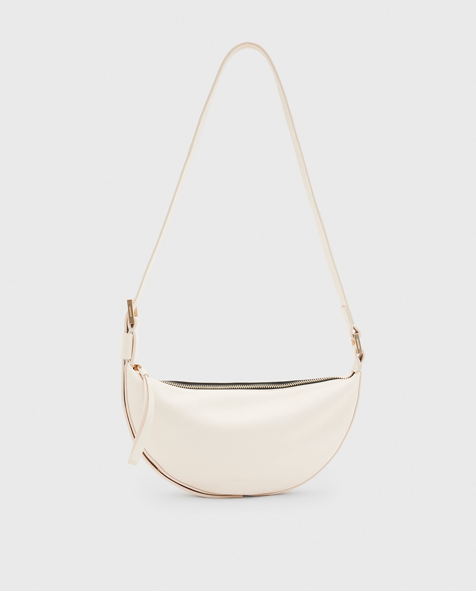 Mala a Tiracolo Modelo Half Moon em Pele Branco-1