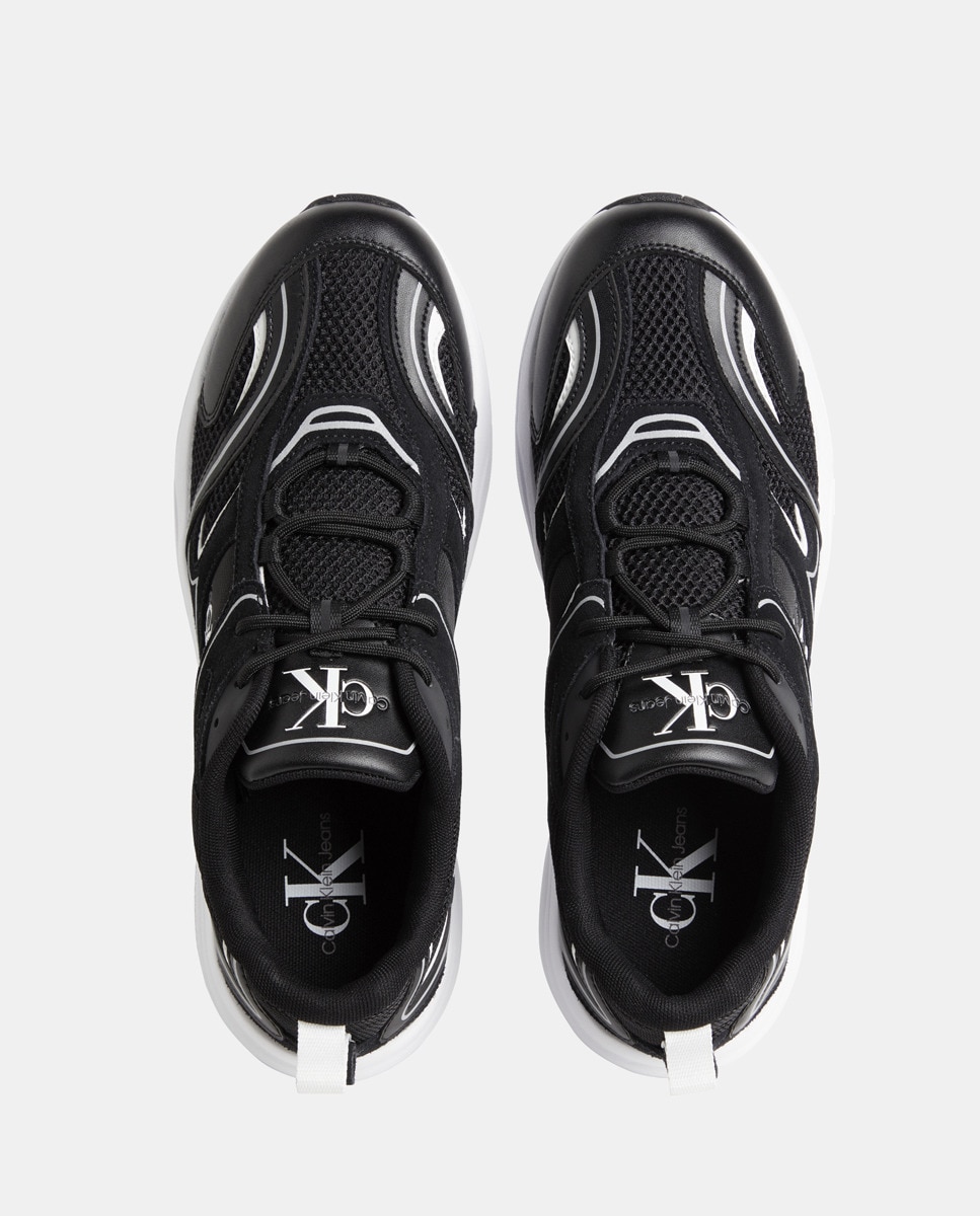 Sapatilhas Baixas Tipo Running em Pele Preto-3