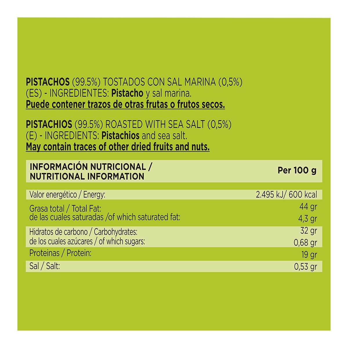 Pistacho iraní tostado a la sal marina Mavis 2