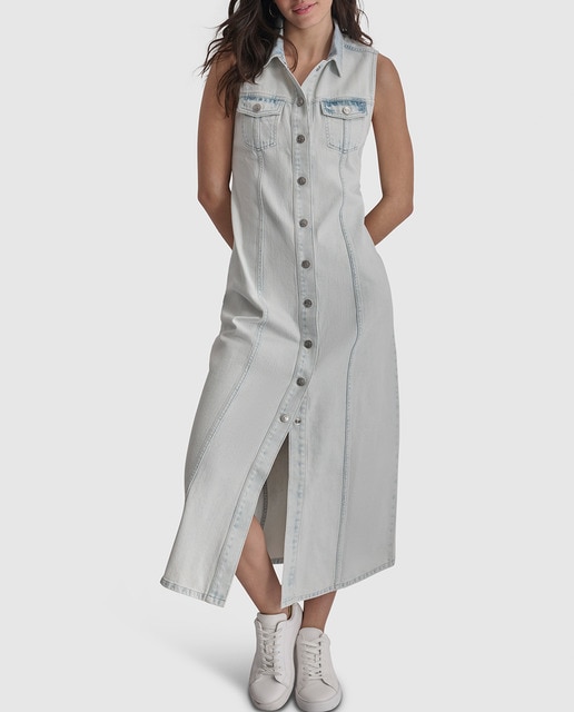 Imagen 0 de Vestido camisero vaquero sin mangas