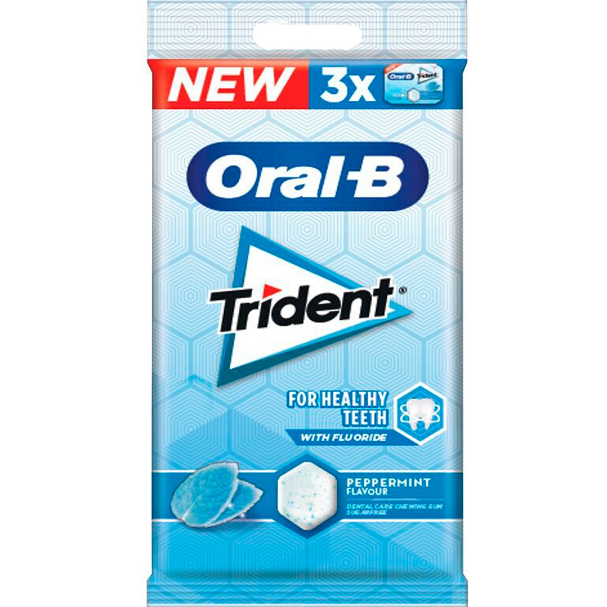 Pastilhas Oral B Sabor Peppermint sem Açúcar Pack 3 unidades embalagem 17 g
