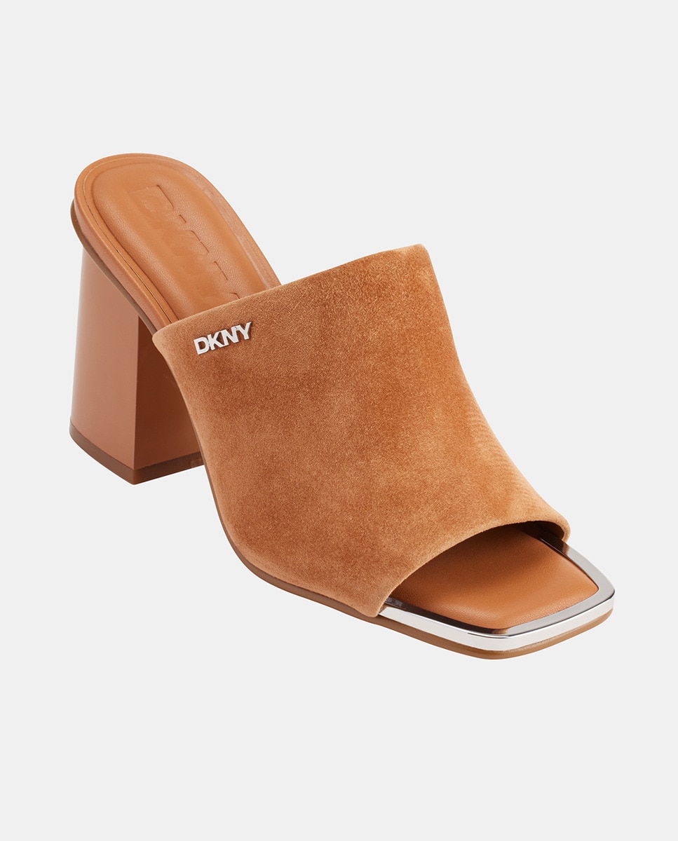 Mules Silas com Salto de Bloco e em Pele Castanho-2